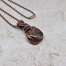 Chiastolite and Copper Wire Wrapped Pendant on a Copper Chain