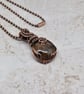 Chiastolite and Copper Wire Wrapped Pendant on a Copper Chain
