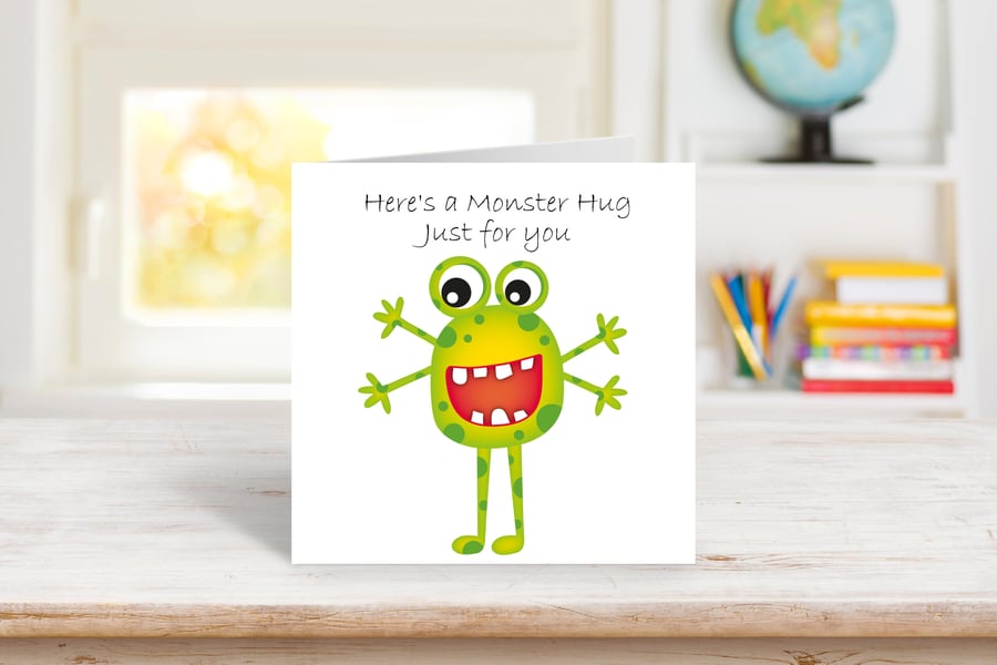 Google Eyes Monster Hugs Greeting Card. Design 6