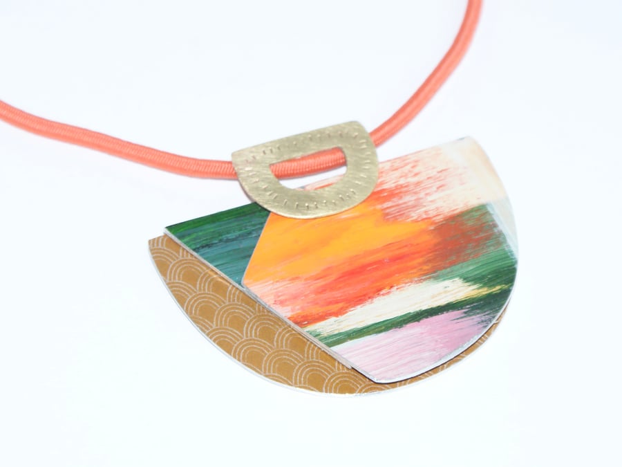 Landscapes painted bib necklace