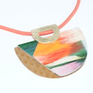 Landscapes painted bib necklace