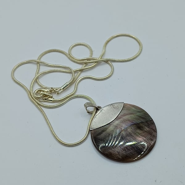 Sterling silver Natural shell Necklace 925 With Silver Plated Chain