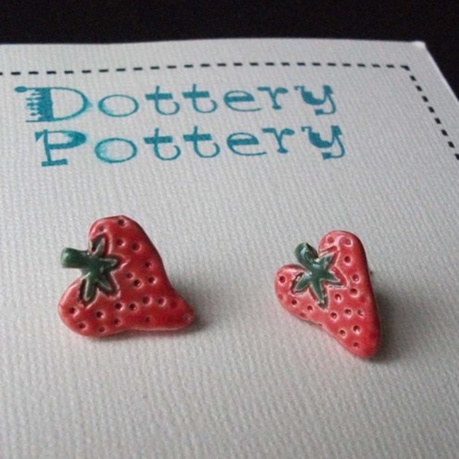 ceramic strawberry stud earrings