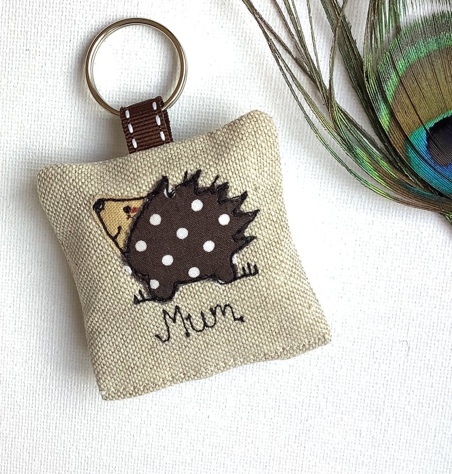 Hedgehog Personalised Keyring with optional Lavender Scent - Quirky Gift