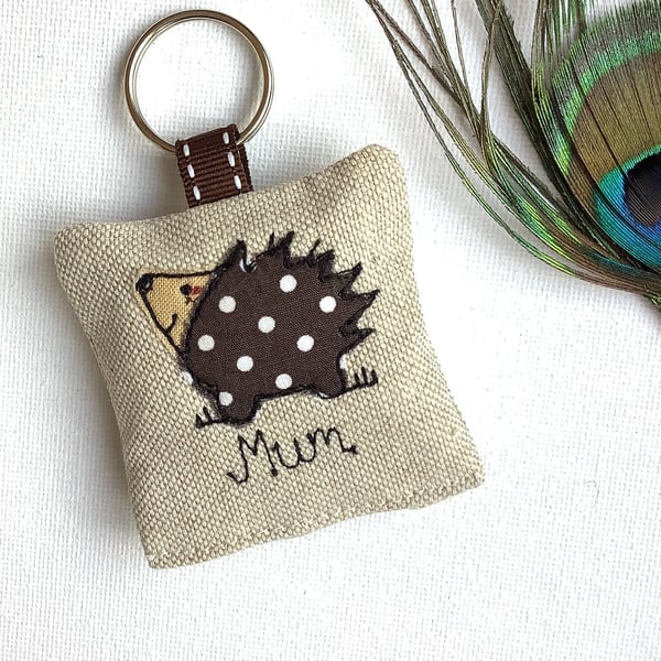 Hedgehog Personalised Keyring with optional Lavender Scent - Quirky Gift