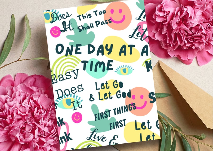 Sober Affirmations Sober Card Sobriety Gift, AA Gifts Sober Anniversary Card for