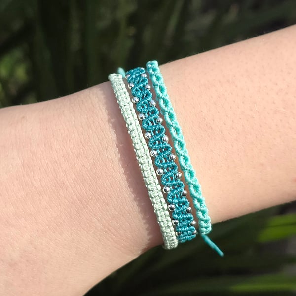 Macrame Stacking Bracelets - Set of 3 Bracelets 