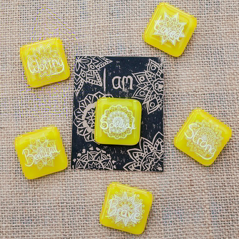 Yellow Motivational Positive Thinking Glass Enamel Pin Badge