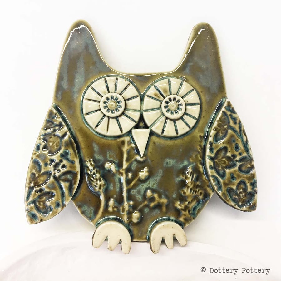 Pottery Owl hanging decoration Ceramic Owl
