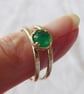  AAA Quality Faceted Green Onyx and Sterling Adjustable Ring