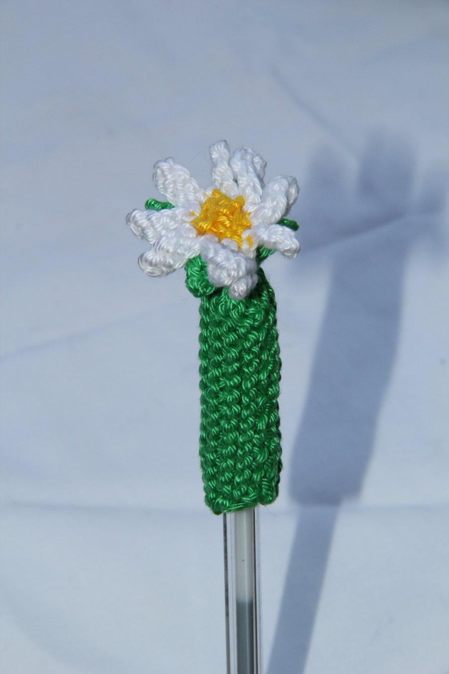 Hand Knitted Daisy Pen Topper