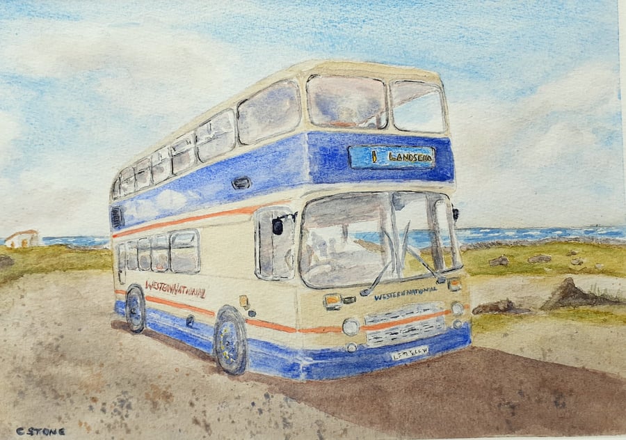 Bristol VRT Western National at  Lands End original watercolour painting