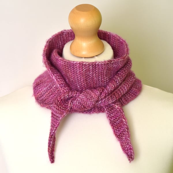 Handmade Silk Merino English Rose Scarf - Lightweight Knit Neck Wrap