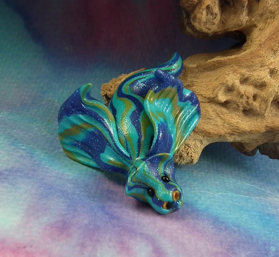 Tiny Elemental Sky Dragon 'Camus' OOAK Sculpt by artist Ann Galvin