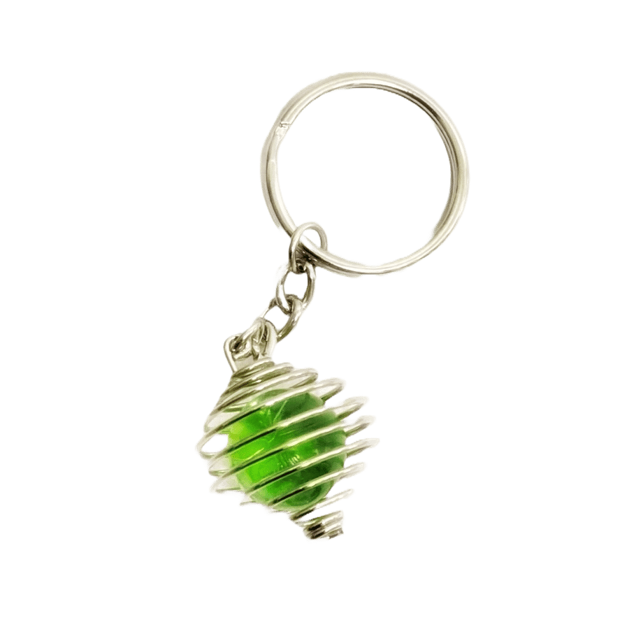 Vintage glass GREEN marble key chain 