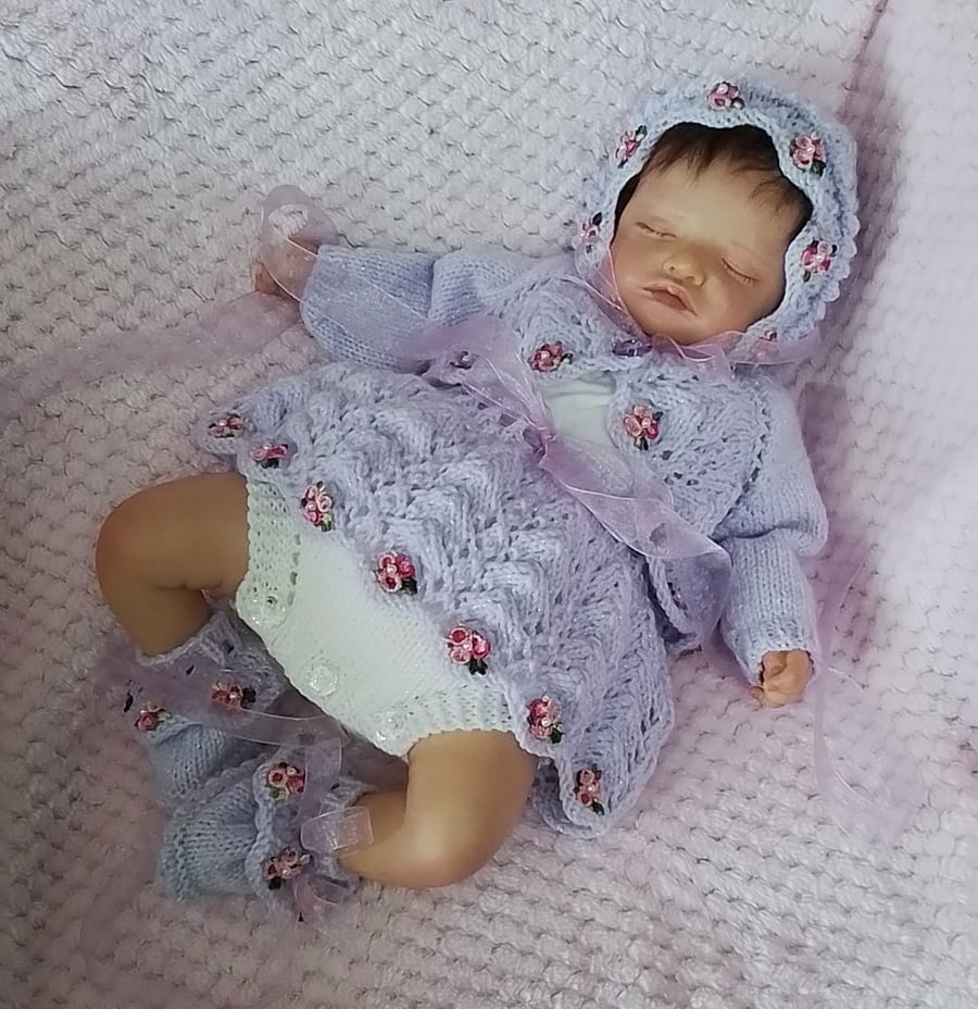 Bolero, Skirt Nappy Cover, Bonnet & Shoes