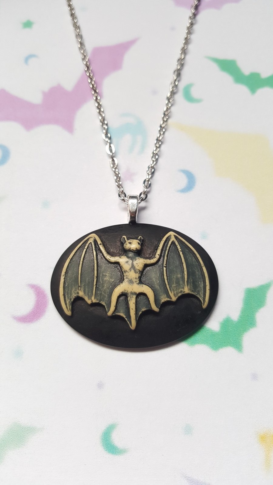 Bat Cameo Necklace 