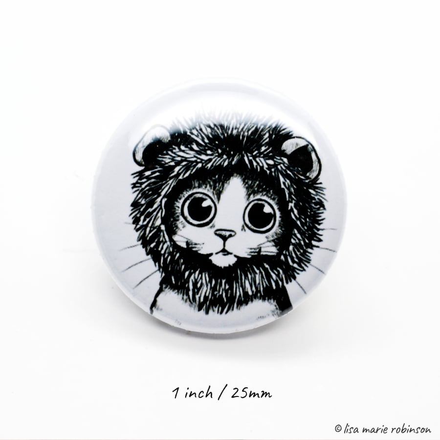 25mm Button Badge - Lion Cat (1inch)