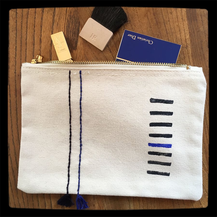 Multipurpose bag , Make-up bag, zipper cotton pouch, black, Blue