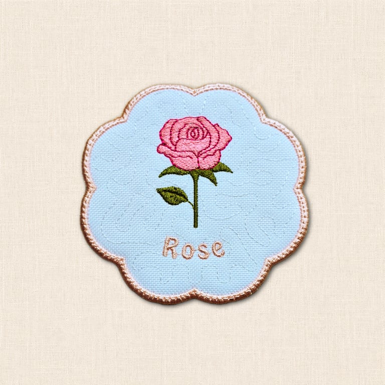 Rose Candle Coaster - Embroidered June Birth Flower Decor