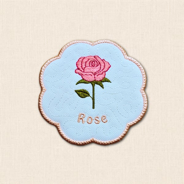 Rose Candle Coaster - Embroidered June Birth Flower Decor