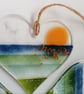 Heart suncatcher, fused glass heart, sunset hanger, small gift, glass art heart. - Image 3