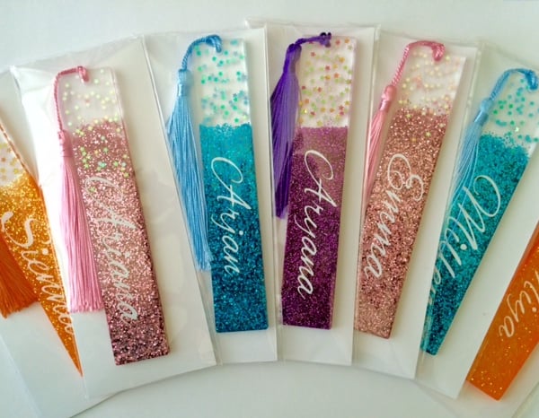 Personalised resin stars bookmark, resin glitter bookmark, resin bookmark gift, 