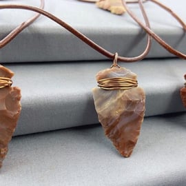 Raw Mookaite Jasper Arrowhead Pendant on Leather Cord Unisex