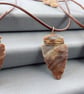 Raw Mookaite Jasper Arrowhead Pendant on Leather Cord Unisex - Image 1