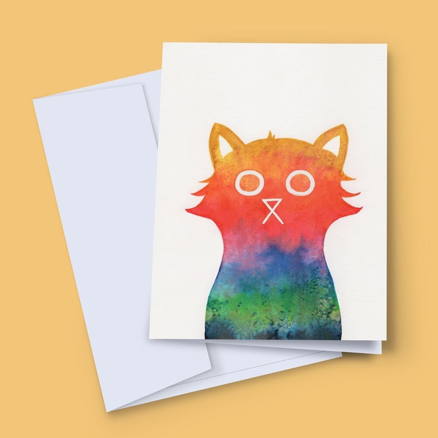 Thank You Card, Rainbow Cat Card, Note Card, Friendship, Positivity, Thanks