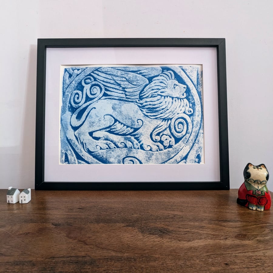 Lion Cyanotype Art Print