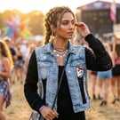 Custom XS Zara Recycled Denim Jacket Mesh Crochet Sleeves, Tibetan Bead Piercing