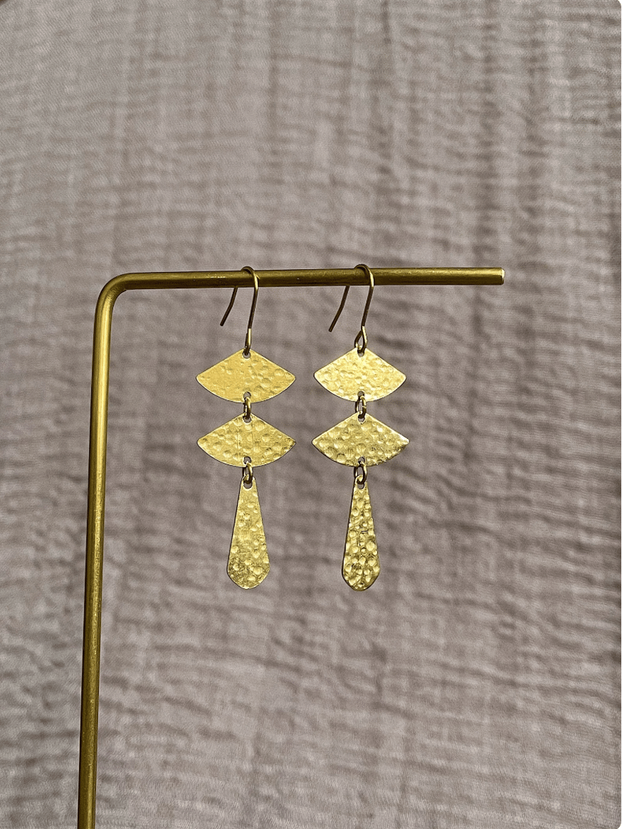 Chinese couplet brass earrings, gold earrings, China New Year, gift for her