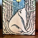Handmade lino print Christmas card Spirit Bear