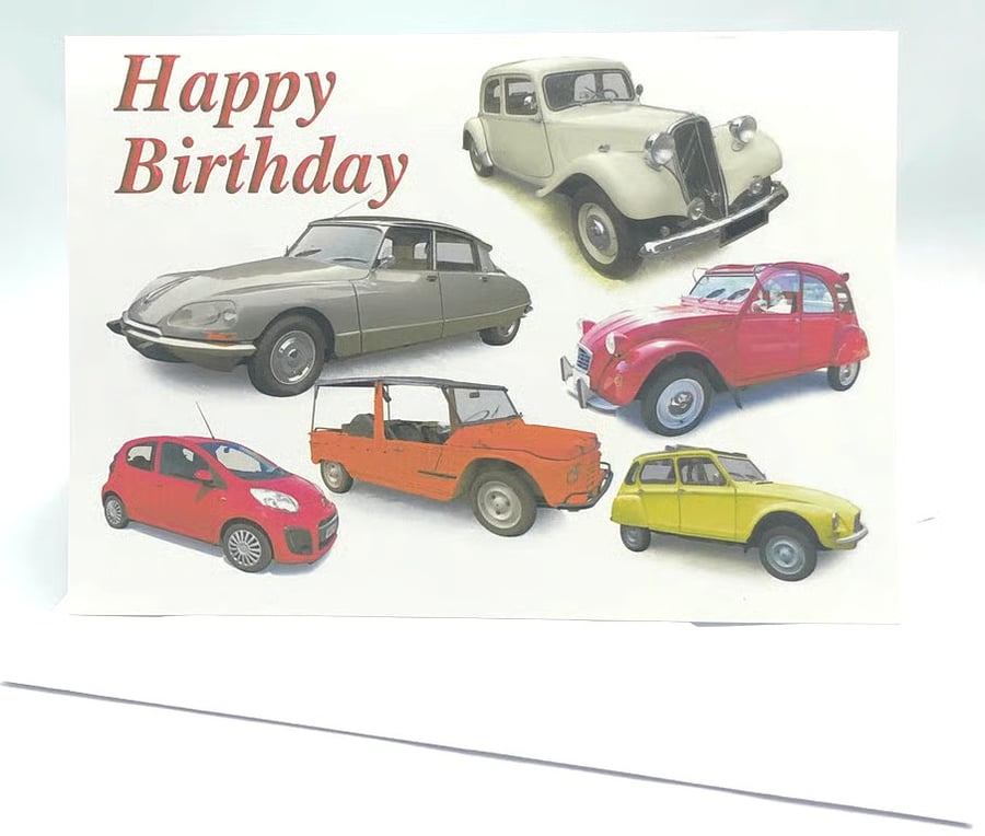 Citroen Classic French cars - Birthday, Anniversary, Retirement or Plain Card