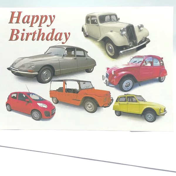 Citroen Classic French cars - Birthday, Anniversary, Retirement or Plain Card
