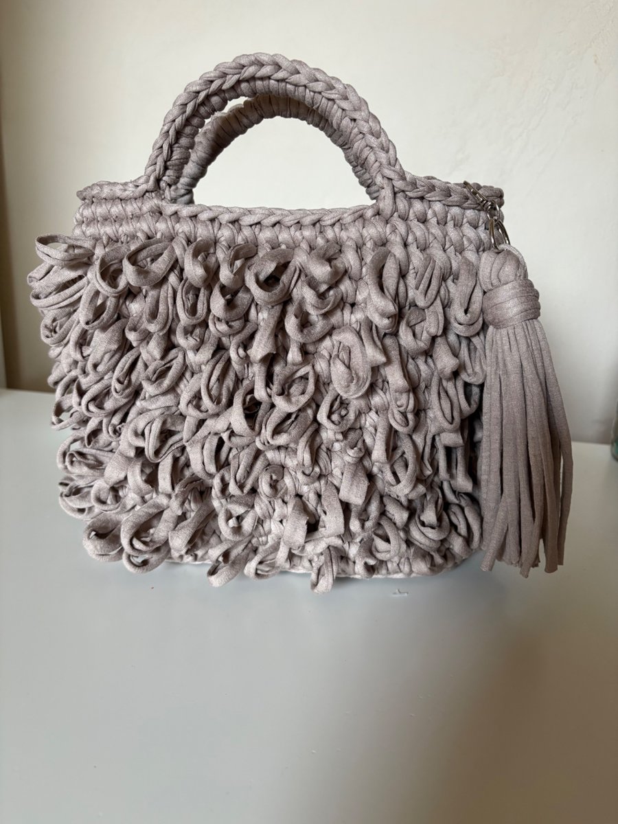 Handmade Crochet loop Handbag with tassel 