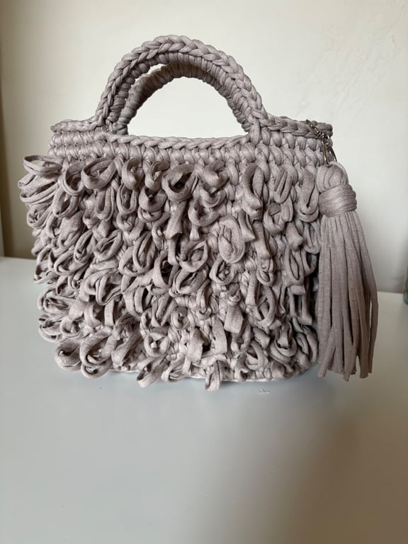 Handmade Crochet loop Handbag with tassel 