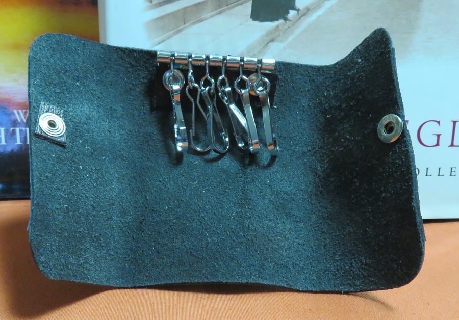 Dark brown leather key fold 