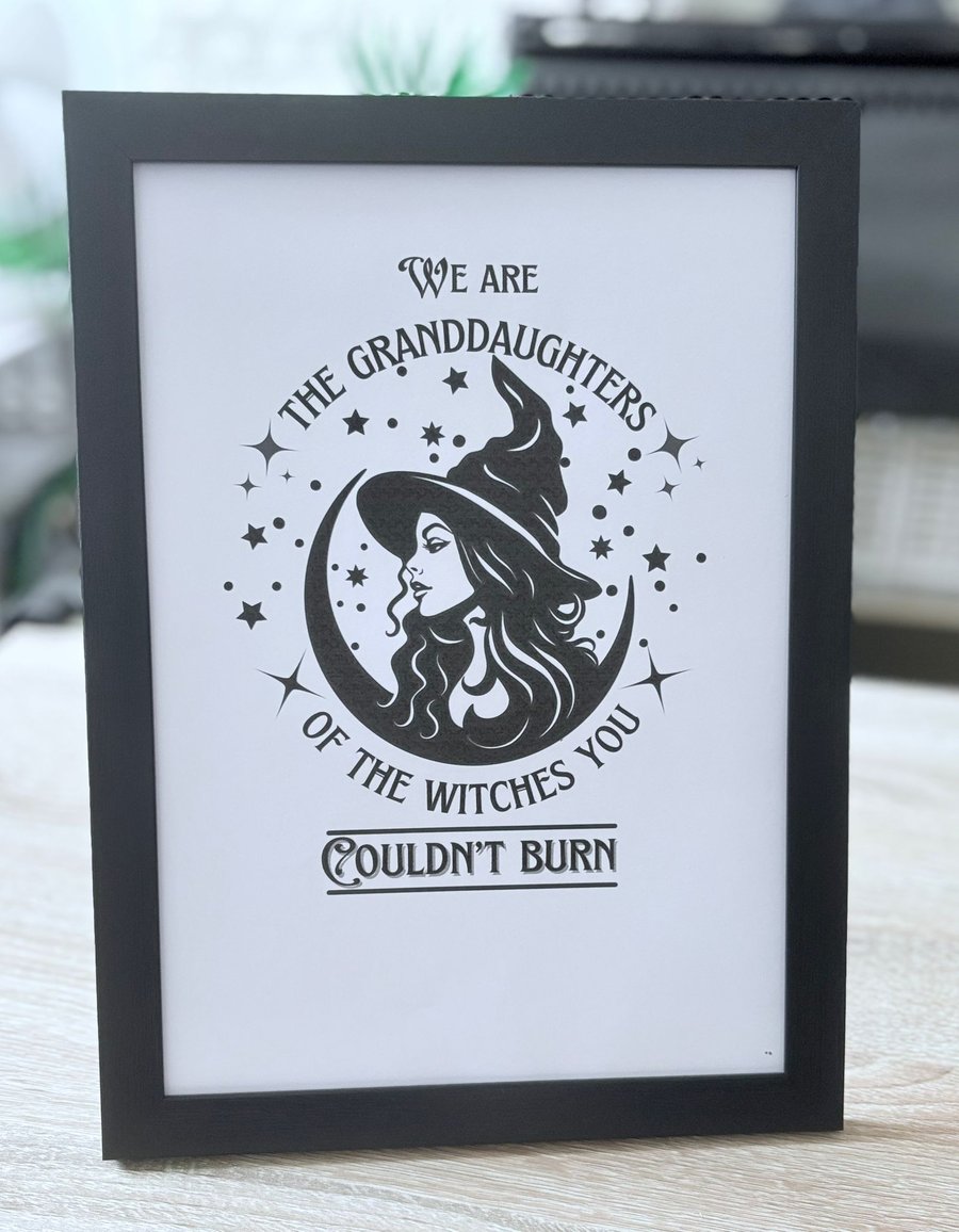 A4 Framed Print Quote 'Witches'