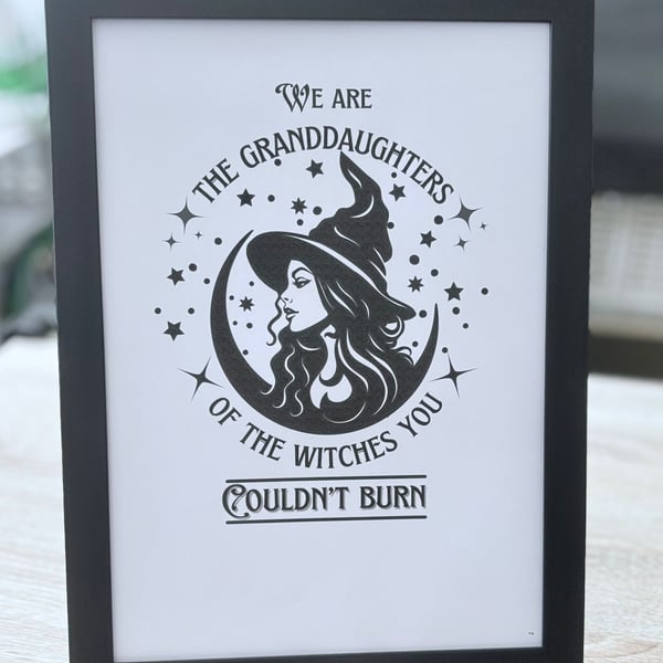 A4 Framed Print Quote 'Witches'