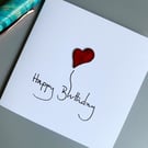 Happy Birthday Greetings Card with Enamel Heart