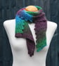 Knitted Eyelet Lace Scarf in multi-coloured gradient yarn - Image 7