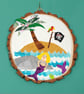 Wooden wall art mermaid and pirate flag