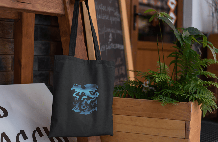 Fantasy Dragon and Knight Tote Bag 