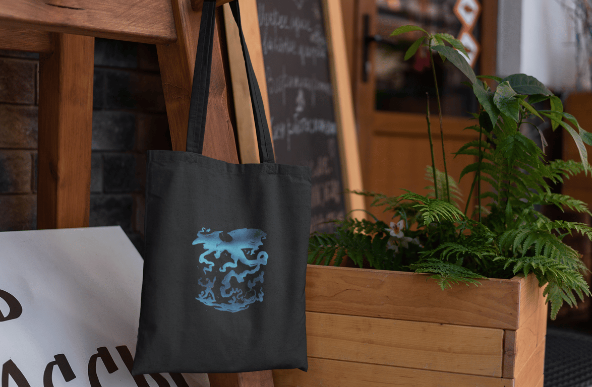 Fantasy Dragon and Knight Tote Bag 