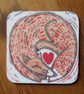 Red Fox Heart coaster - Image 1