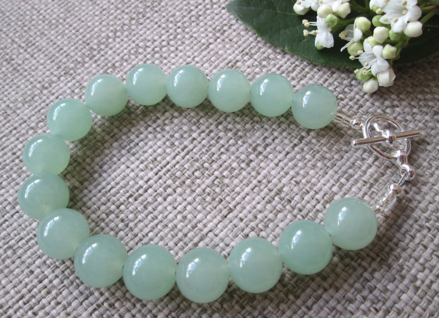 Quartzite Bracelet, Pale Green