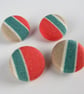 4 Small Handmade Red Stripe Fabric Buttons - Image 1