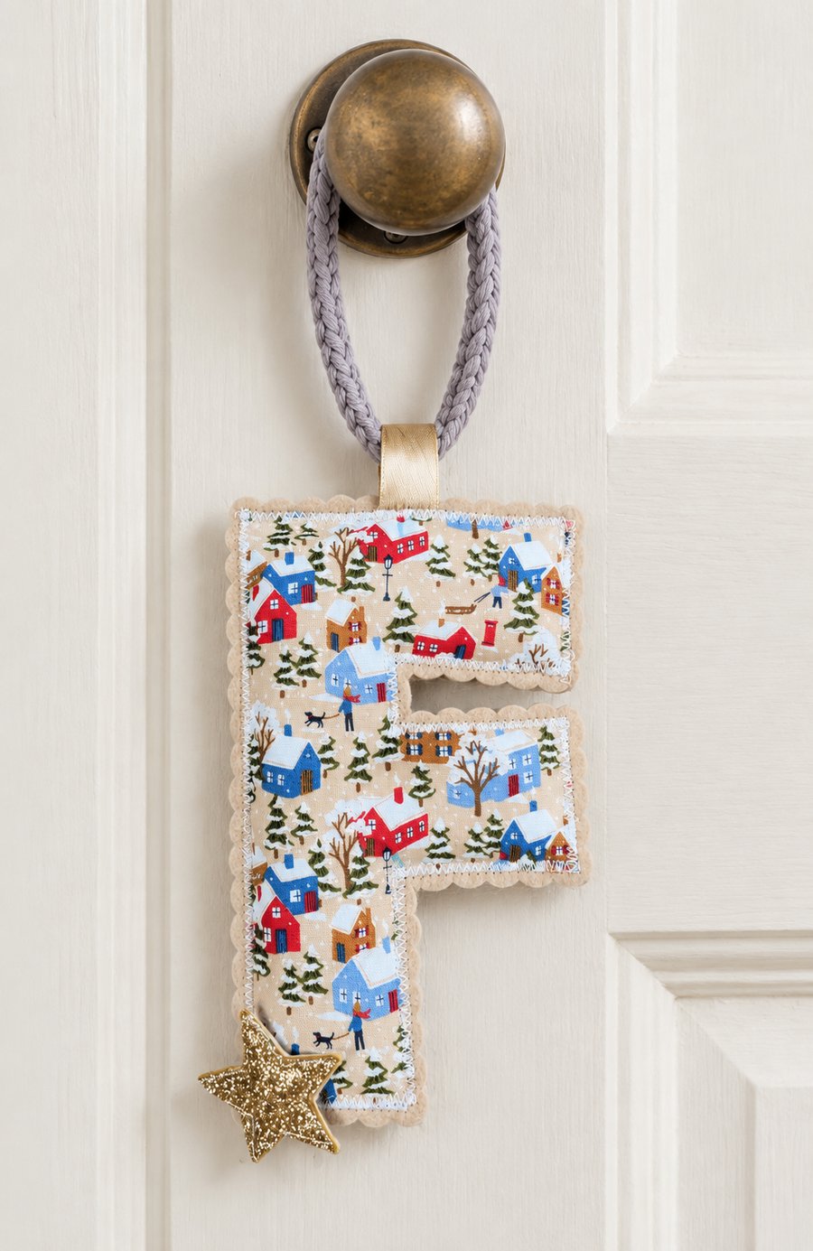 Personalised Liberty Christmas Initial Door Hanger Decoration